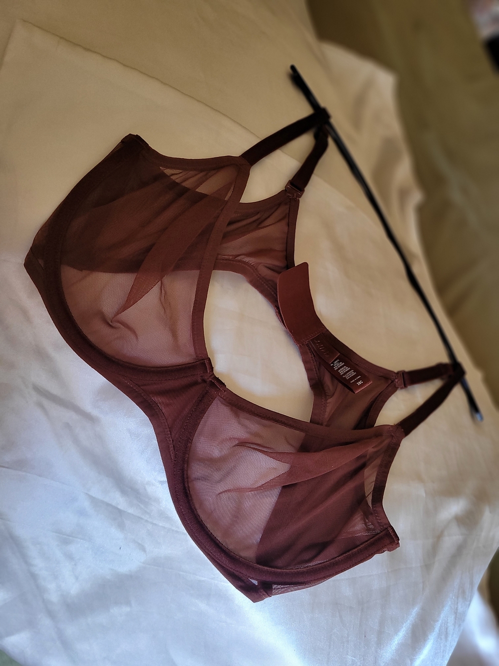 SKIMS Sheer Mesh Underwire Bra in Brown